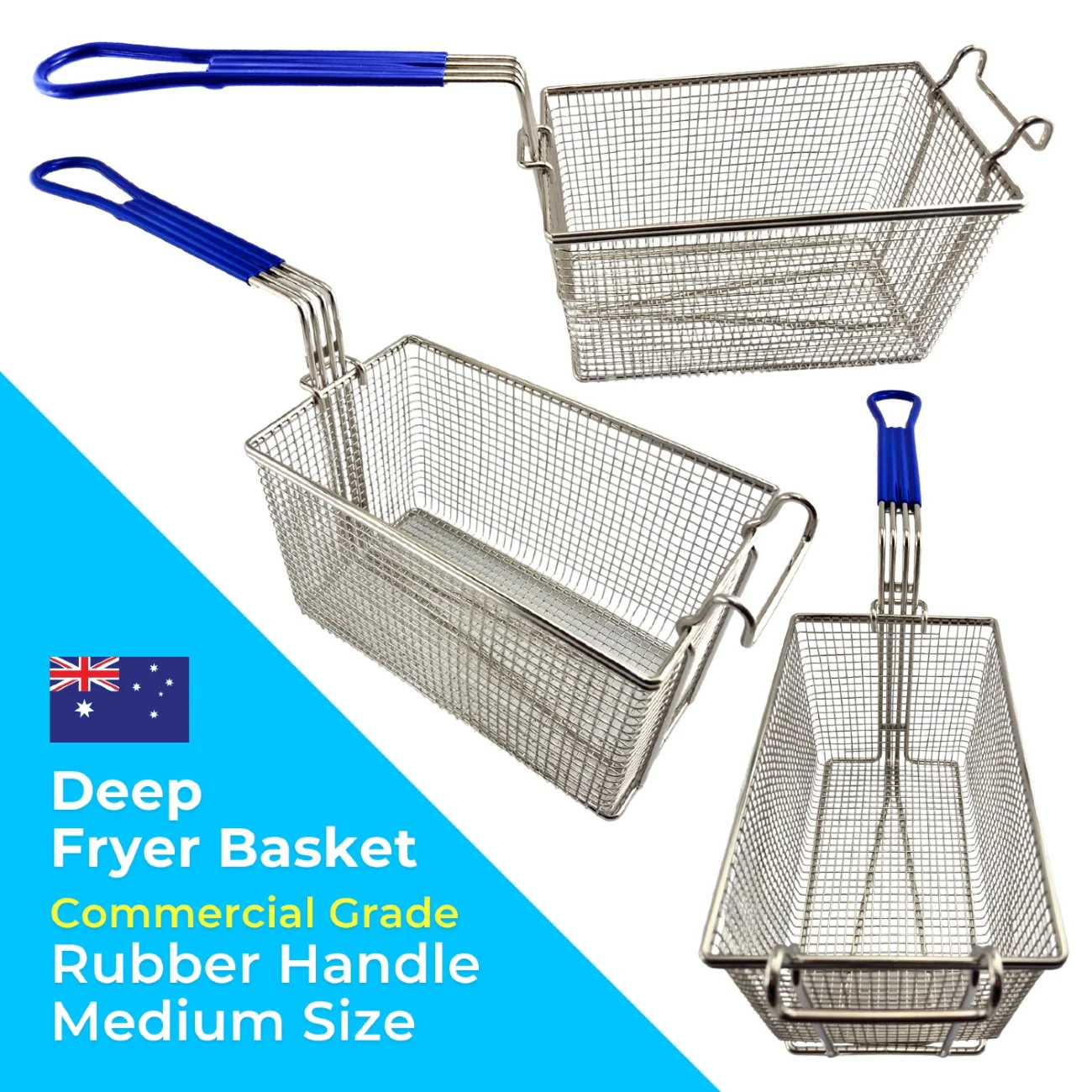 Deep Fryer Basket - Rectangle - Rubber Handle - Image 7