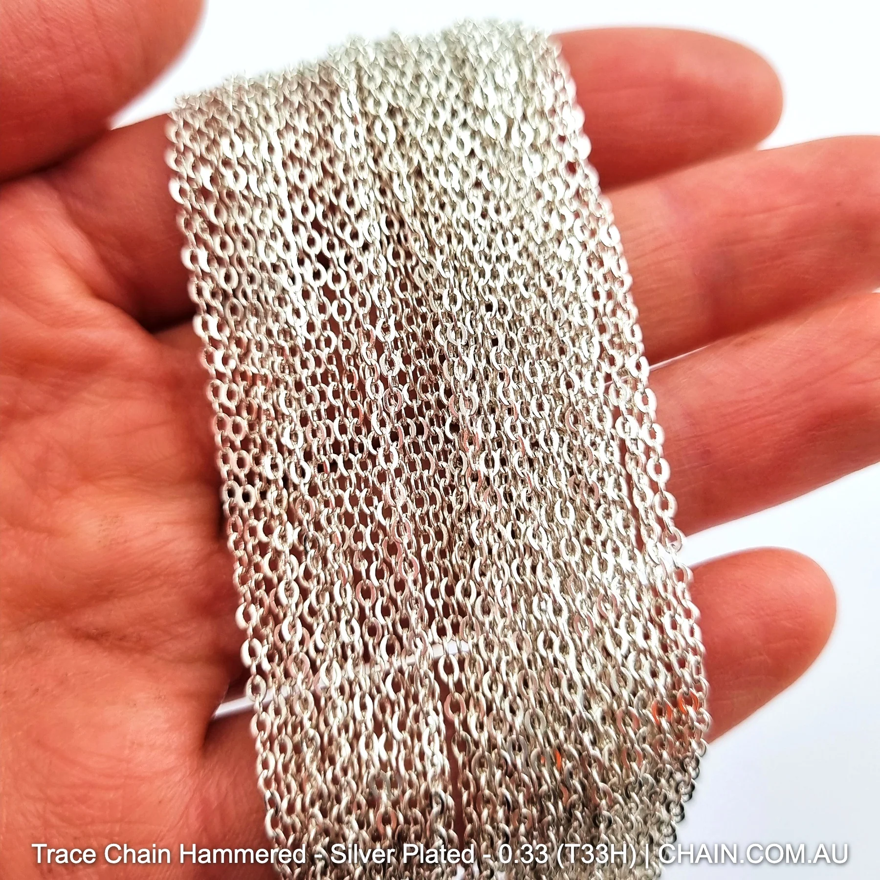 Trace Chain Hammered - Silver Plated -25m - Image 3