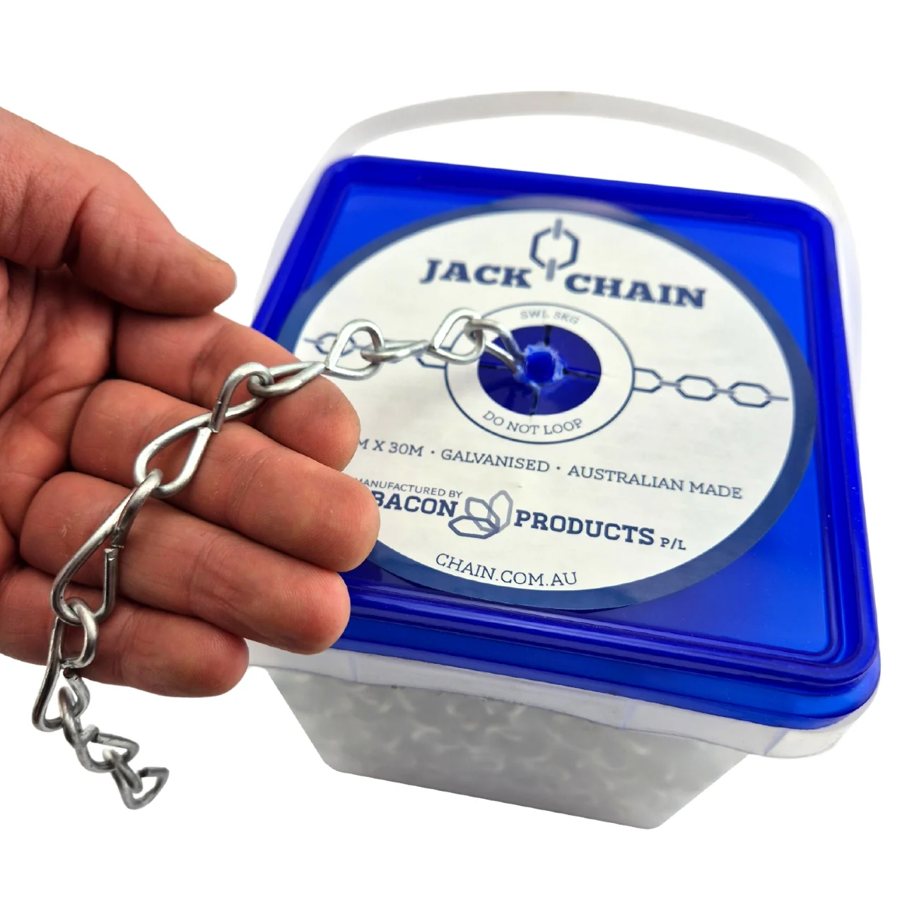 Single Jack Chain - Galvanised - 2.5mm x 30m Bucket - Image 3